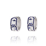 푸른연꽃 후프 귀걸이 Blue and White Lotus Huggie Earrings