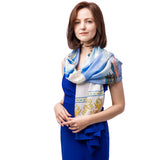 보람봉무(寶藍鳳舞) 실크 롱스카프 Phoenix of the Sapphire World Long Silk Scarf