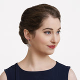 Fan Earrings--Silver with Sapphire Crystal - Shen Yun Shop