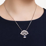 Fan Necklace - Silver with Sapphire Crystal - Shen Yun Shop