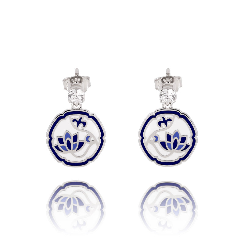 푸른연꽃 귀걸이 Blue and White Lotus Earrings
