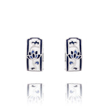 푸른연꽃 후프 귀걸이 Blue and White Lotus Huggie Earrings