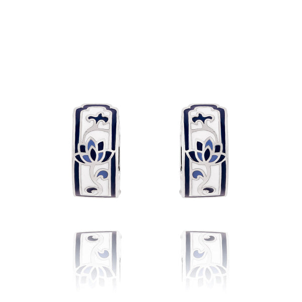 푸른연꽃 후프 귀걸이 Blue and White Lotus Huggie Earrings