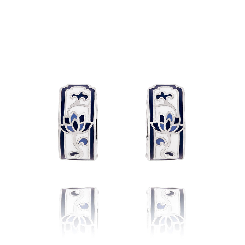 푸른연꽃 후프 귀걸이 Blue and White Lotus Huggie Earrings