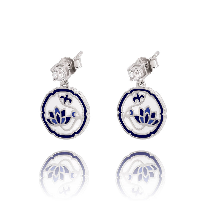 푸른연꽃 귀걸이 Blue and White Lotus Earrings