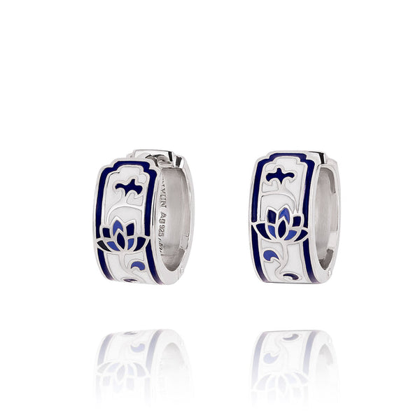 푸른연꽃 후프 귀걸이 Blue and White Lotus Huggie Earrings