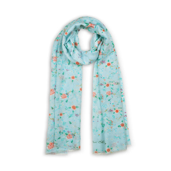 천상의꽃 스카프 -블루 Celestial Flowers Long Scarf - Blue