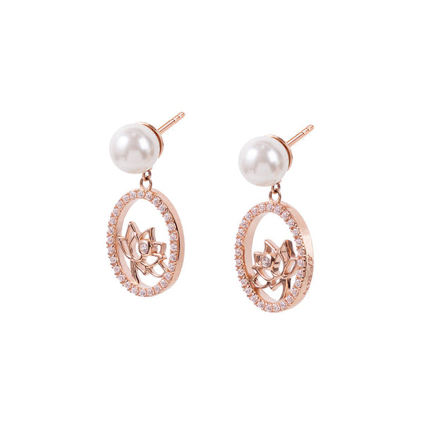 연꽃선녀 드롭 귀걸이(로즈골드) Lotus Fairies Drop Earrings