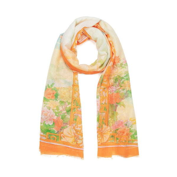 우아한 당화 면실크 스카프 Peony Elegance Long Scarf