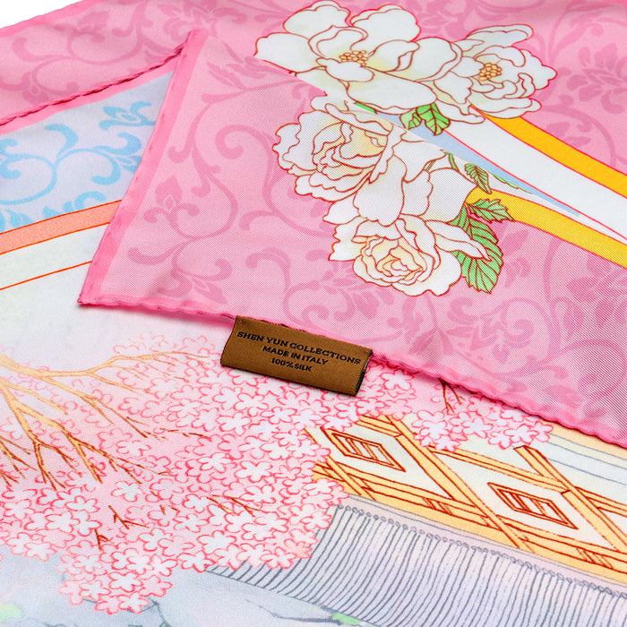 뮬란 양면 실크 스카프 - 핑크 & 스카이블루  The Mulan Scarf  Pink and Sky Blue
