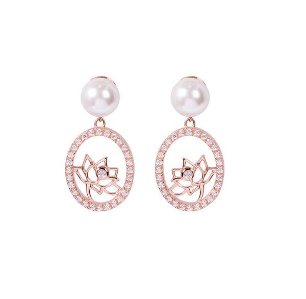 연꽃선녀 드롭 귀걸이(로즈골드) Lotus Fairies Drop Earrings