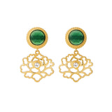 우아한 당화 귀걸이 블루&골드 버메일  Majestic Tang Peony Earrings
