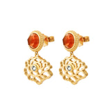 우아한 당화 귀걸이 오렌지&골드 버메일  Majestic Tang Peony Earrings