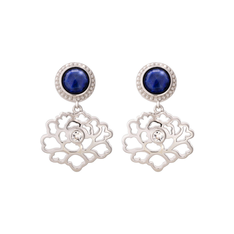 우아한 당화 귀걸이(블루) Majestic Tang Peony Earrings