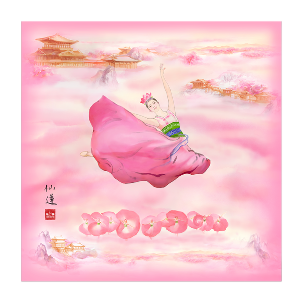 Lotus Fairies Silk Scarf (23"x23") - Shen Yun Shop